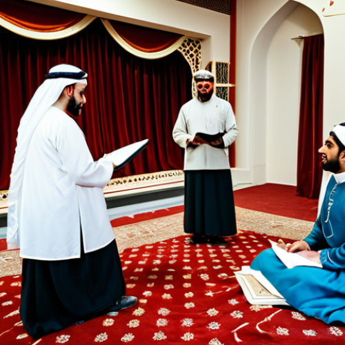 Stage Prep**

"A behind-the-scenes shot of an Arabic theater troupe preparing for a performance. Actors are fully clothed in modest traditional attire, adjusting costumes and reviewing scripts. The setting is a warm, inviting backstage area with ornate details. Safe for work, appropriate content, professional, perfect anatomy, natural proportions, family-friendly, high-quality."

**