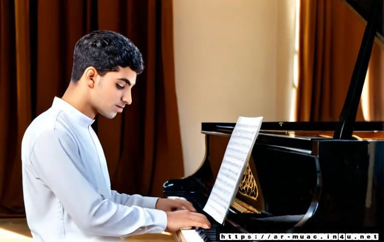 뮤지컬 배우의 이론과 실습 병행법 - Photorealistic musical theatre training studio in an Arab cultural setting, a young adult Arab perfo...